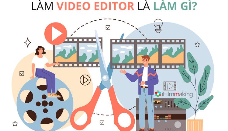 Videographer concept. Video production, filming and editing.